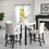 Five-piece dining set with imitation marble tabletop, restaurant combination set, solid wood dining table and 4 chairs, space-saving combination furniture for kitchen and dining room. W1781S00010