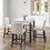 Five-piece dining set with imitation marble tabletop, restaurant combination set, solid wood dining table and 4 chairs, space-saving combination furniture for kitchen and dining room. W1781S00010