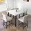 Five-piece dining set with imitation marble tabletop, restaurant combination set, solid wood dining table and 4 chairs, space-saving combination furniture for kitchen and dining room. W1781S00010