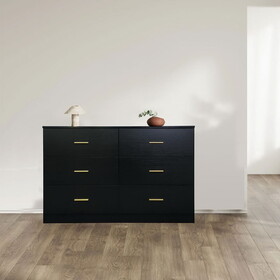 Black 6-Drawer Dresser for Bedroom - Ample Storage Wide Chest of Drawers, Sturdy & Safe W1785118925