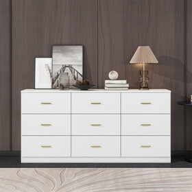 Modern White 9-Drawer Dresser for Bedroom - Ample Storage Wide Chest of Drawers, Sturdy & Safe W1785136033