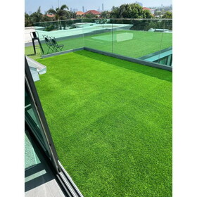 2FTX10FT Outdoor Artificial Grass Runner Rug, Thick Realistic Fake Grass Roll Decor Patio Balcony Garden Lawn, Dog Pets Turf Drain Mat, 1.38" Pile Height W1790P185849