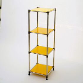 Korean Yellow 4-Tier Heavy Duty Stainless steel Storage Shelving Unit, 100lbs/shelf (49"H x 14.9"W x 13.7"D) for Indoor/Outdoor Organization, Modular Rack, Extremely Durabl W1790P238594