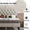 Full size Panel Bed Frame with Adjustable Button-Tufted Headboard for Bedroom/Linen Upholstered/Wood Slat Support/Easy assembly,Linen Beige W1793140490