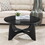 36" Round Coffee Table, Wooden Coffee Tables for Living Room Reception Room(Black) W1801110322