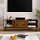 59 inch Mid Century Rattan TV Stand for 65 inch TV, Entertainment Cabinet, Media Console for Living Room Bedroom Media Room, Solid Wood Feet & Rattan Cabinet Doors-Light Wood W1801115775