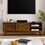 59 inch Mid Century Rattan TV Stand for 65 inch TV, Entertainment Cabinet, Media Console for Living Room Bedroom Media Room, Solid Wood Feet & Rattan Cabinet Doors-Light Wood W1801115775