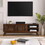 59 inch Mid Century Rattan TV Stand for 65 inch TV, Entertainment Cabinet, Media Console for Living Room Bedroom Media Room, Solid Wood Feet & Rattan Cabinet Doors - Dark Wood W1801115776