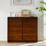 Walnut-colored Sideboard, Buffet Cabinet with 2 Outlet Holes, Storage Cabinet for Entryway, Hallway, Living Room, Kitchen, Dining Room, Bedroom, 39