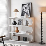 Multifunctional 4-Tier White Book Shelf & Coffee Table for Living Room Bedroom Dining Room Study Entryway, Creative Furniture Floor Bookshelf, Minimalist Organizer Storage Shelves W1801137471