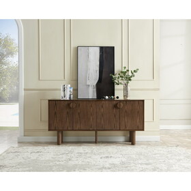 67.5" Accent Cabinet, Walnut Color TV Stand, Buffet Cabinet with Storage, Sideboard Cabinet for Entryway Hallway Living Room Kitchen Dining Room Bedroom, 4 Outlet Holes