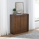 Mid Century Sideboard with 2 Sliding Door & Solid Wood Decorative Strips, Storage Cabinet for Living Room, Kitchen, Dining, Entryway, Hallway W1801P195658