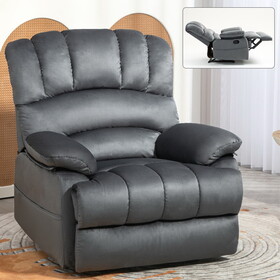 Large Manual Recliner Chair in Fabric for Living Room, Grey W1803130582