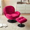 Swivel Leisure chair lounge chair velvet RED color with ottoman W1805142162