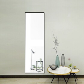Tempered mirror 59" x 16" Tall Full Length Mirror with Stand, Black Wall Mounting Full Body Mirror, Metal Frame Full-Length Mirror for Living Room, Bedroom W1806P149712