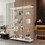 Glass Display Cabinet with 4 Shelves Extra Large, Curio Cabinets for Living Room, Bedroom, Office, Black Floor Standing Glass Bookshelf, Quick Installation W1806S00006