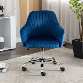 Accent chair Modern home office leisure chair with adjustable velvet height and adjustable casters (NAVYBLUE) W1807P149789