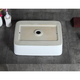 Vessel Bathroom Sink Basin in White Ceramic Single Basin Ceramic Farmhouse Kitchen Sink with Basket Strainer W1809124253