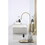 White with gold trim Vessel Bathroom Sink Basin in White Ceramic Single Basin Ceramic Farmhouse Kitchen Sink with Basket Strainer W1809124277