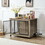 Furniture Style Dog Crate Side Table with Rotatable Feeding Bowl, Wheels, Three Doors, Flip-Up Top Opening. Indoor, Grey, 38.58"W x 25.2"D x 27.17"H W1820106188