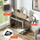 Furniture Style Dog Crate Side Table with Rotatable Feeding Bowl, Wheels, Three Doors, Flip-Up Top Opening. Indoor, Grey, 38.58"W x 25.2"D x 27.17"H W1820106188