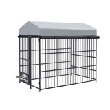 Large Dog Kennel Outdoor Pet Pens Dogs Run Enclosure Animal Hutch Metal Coop Fence with Roof Cover(6.6'L x 3.9'W x 5.9'H) W1820P172862