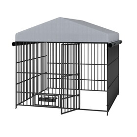 Large Dog Kennel Outdoor Pet Pens Dogs Run Enclosure Animal Hutch Metal Coop Fence with Roof Cover(6.6'L x 6.6'W x 6.4'H) W1820P172862