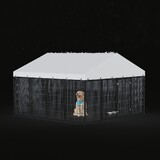 Large Dog Kennel Outdoor Pet Pens Dogs Run Enclosure Animal Hutch Metal Coop Fence with Roof Cover. 9.62'L x 9.35'W x 6.18'H.