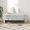 Ottoman Oval Storage Bench 3D Lamb Fleece Fabric Bench with Large Storage Space for the Living Room, Entryway and Bedroom,gray W1825133556