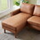 82.2"L-Shape Sofa Couch with Chais Mid-Century Copper Nail on Arms,strong wooden leg and suede fabric design that will complement any living space.Left Chaise, Brown W1825P147942