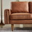 82.2"L-Shape Sofa Couch with Chais Mid-Century Copper Nail on Arms,strong wooden leg and suede fabric design that will complement any living space.Left Chaise, Brown W1825P147942