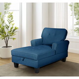 Chaise Lounge Indoor Sleeper Sofa Bed Chair Upholstered Lounge Chair for Bedroom Living Room with Rivets Blue W1825P185508