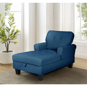 Chaise Lounge Indoor Sleeper Sofa Bed Chair Upholstered Lounge Chair for Bedroom Living Room with Rivets Blue P-W1825P185508