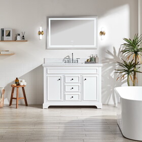 48" Freestanding Single Bathroom Vanity with Marble Top W1826136004