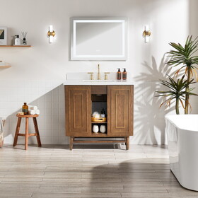 36" Freestanding Single Bathroom Vanity with Marble Top W1826136012