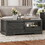 Dark Gray Wood Small Living Room Tables End Side Storage Coffee Table with Storage Barn Door Living Room W1828137434