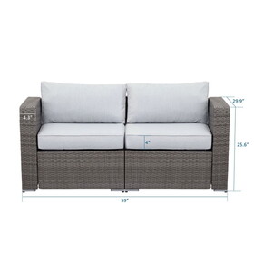 Comfy Rattan 2 Person Couch Twin Double Light Grey Couch Sofas Furniture for Patio Outdoor W1828140344