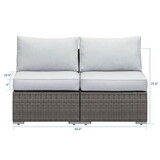 Rattan Durable Couch Wicker Armless Light Gray Couch Sofa for Office Furniture Patio Outdoor W1828140347