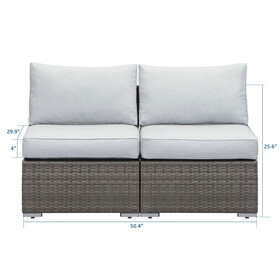 Rattan Durable Couch Wicker Armless Light Gray Couch Sofa for Office Furniture Patio Outdoor W1828140347