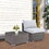 2 Piece Light Grey Sofa Small Armless Single Rattan Sofa Couch Set with Small Couch Table W1828140354