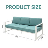 Patio 3 Seater Outdoor Sofa Pool Couch Light Green Sofa Chair with Metal Aluminum Furniture W1828140367