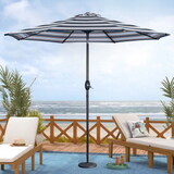 Black and White Umbrella Outdoor Patio Adjustable 9 ft Patio Umbrella with Tilt Beach Garden W1828P147970
