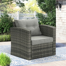 Comfortable Light Gray Single Sofa Chair Rattan Patio Outdoor Leisure W1828P151687