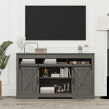 Dark Gray Farmhouse Storage Cabinet Sideboard Shelves Movable Barn Door TV Stands for Living Room Indoor W1828P151794