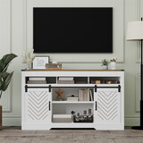 Tall Wooden Storage Cabinet White Adjustable 70 inch Farmhouse TV Stand Sideboard for Living Dining Room W1828P151805