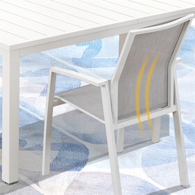 White Arm Comfortable Aluminum Texilene Mesh Fabric Patio Dining Chairs Waterproof Set of 4 Modern W1828P162468