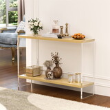Modern Wood Long Narrow Acrylic Side Table Small Entryway Table for Small Spaces Home Living Room Tall Transparent W1828P162582