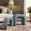 Rivet Modern Blue Velvet Ottoman Footstools and Ottomans Set of 2 Small for Couch Living Room Comfortable