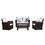 Modern 4 Seater Sofa Brown Couches Furniture Set with End Side Coffee Table 4 Pieces W1828S00039