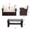 Modern 4 Seater Sofa Brown Couches Furniture Set with End Side Coffee Table 4 Pieces W1828S00039
